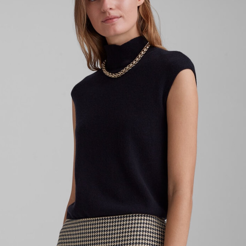 Cashmere Sleeveless Turtleneck Sweater -New -NEVER WORN -HEATHER OAT (SEE PICS)